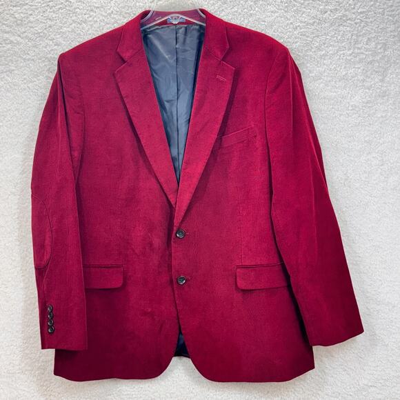 Stafford Other - Stafford Men Size 48Reg Classic Fit Corduroy Blazer Jacket Sport Coat Red Velvet
